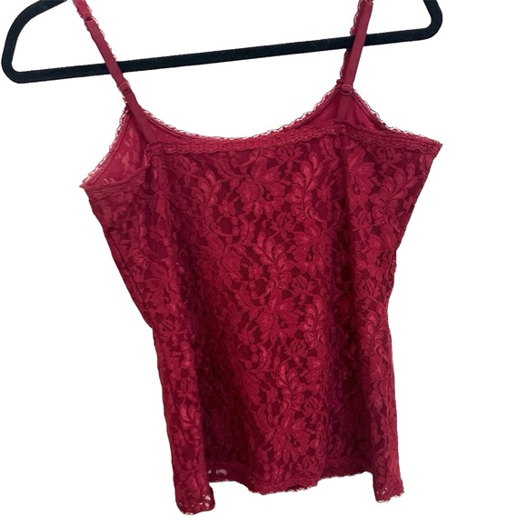 WHBM Floral Lace Red Burgundy Camisole Tank Top w/ Adjustable Straps - Picture 4 of 4